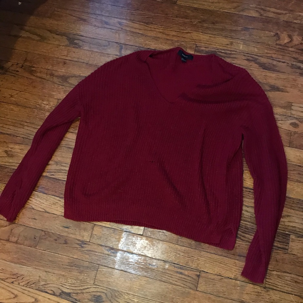 Forever 21 v neck sweater red